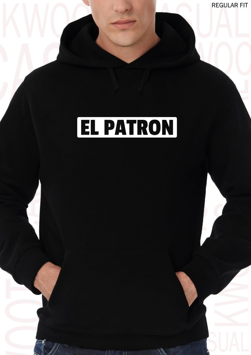 EL PATRON heren hoodie - Zwart - Maat L - Lange mouwen - Regular Fit - Met capuchon en steekzakken - Leuke hoodies | truien | sweaters - Kwoots - Cartel De Medellin - Pablo Escobar - Colombia - Kartel -Drugsbaron